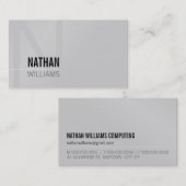 Carte De Visite MINIMAL initial simple cool moderne noir gris (Devant / Derrière)