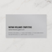 Carte De Visite MINIMAL initial simple cool moderne noir gris (Dos)