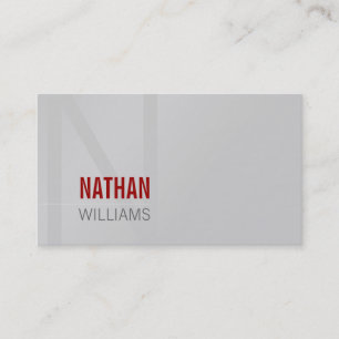 Carte De Visite MINIMAL initial simple cool moderne rouge gris arg