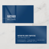 Carte De Visite MINIMAL initial simple moderne cool bleu foncé (Devant / Derrière)