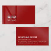 Carte De Visite MINIMAL initial simple moderne cool noir riche rou (Devant / Derrière)