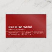 Carte De Visite MINIMAL initial simple moderne cool noir riche rou (Dos)