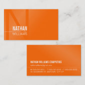 Carte De Visite MINIMAL initiale simple cool moderne clair orange (Devant / Derrière)
