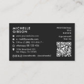 Carte De Visite Minimal Initiales Marketing Professionnel Noir (Dos)