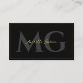 Carte De Visite Minimal Initials Black Script Professionnel (Devant)