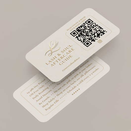 Carte De Visite Minimal Lash Extensions Aftercare Guide Sand Card 