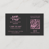 Carte De Visite Minimal Lash Tech Esthétique Noir Rose (Dos)