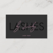 Carte De Visite Minimal Lash Tech Esthétique Noir Rose (Devant)