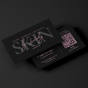 Carte De Visite Minimal Luxe Esthéticienne Rose Noir
