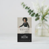 Carte De Visite Minimal Luxury Black Interior Designer Photo Logo (Debout devant)