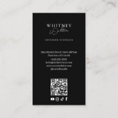 Carte De Visite Minimal Luxury Black Interior Designer Photo Logo (Dos)