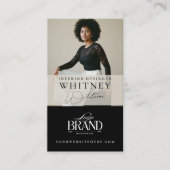 Carte De Visite Minimal Luxury Black Interior Designer Photo Logo (Devant)