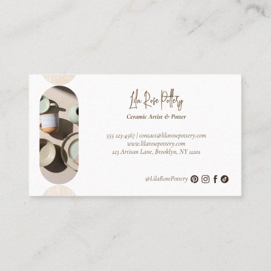Carte De Visite Minimal Modern Abstract Photo Handmade Pottery (Dos)