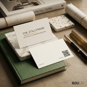 Carte De Visite Minimal Modern Architect | QR Code Warm White