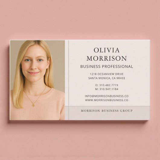 Carte De Visite Minimal Modern Blush Pink Photo 