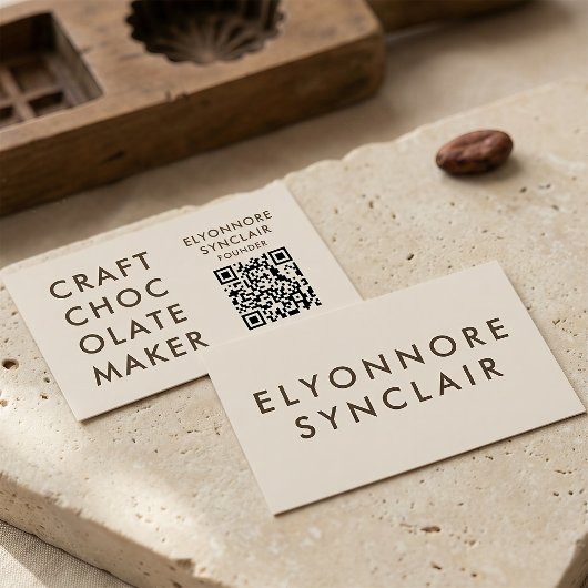 Carte De Visite Minimal Modern Craft Chocolate Maker Qr Code