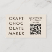 Carte De Visite Minimal Modern Craft Chocolate Maker Qr Code (Dos)
