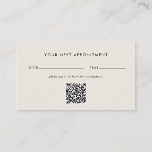 Carte De Visite Minimal Modern cream scrip matching Appointment (Dos)