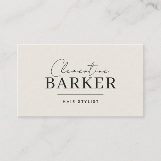 Carte De Visite Minimal Modern cream scrip matching Appointment (Devant)