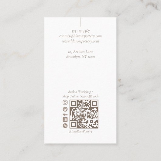 Carte De Visite Minimal Modern hand Made Artistic Pottery Photo (Dos)