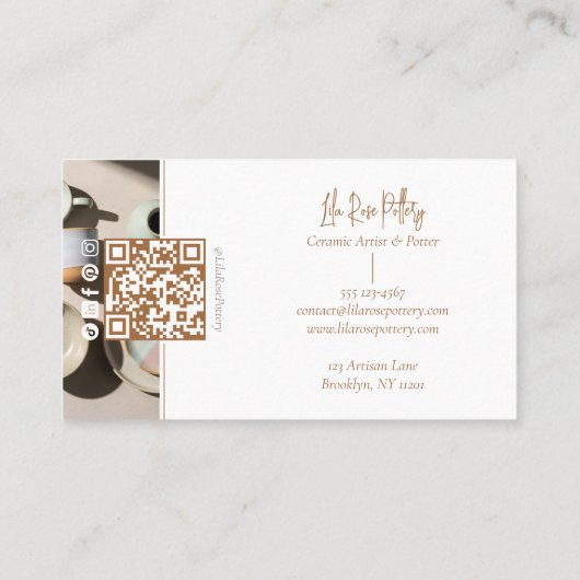 Carte De Visite Minimal Modern hand Made Pottery Photo Collage (Dos)