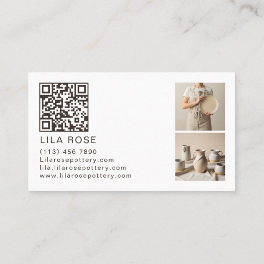 Carte De Visite Minimal Modern Photo Collage Pottery Professional (Dos)