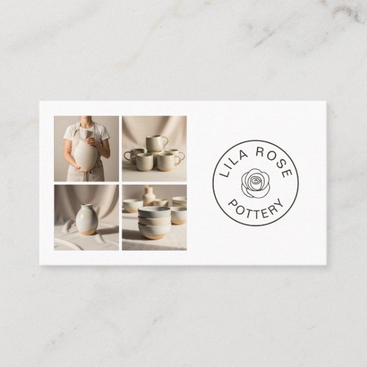 Carte De Visite Minimal Modern Photo Collage Pottery Professional (Devant)