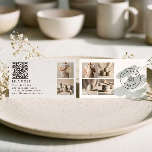 Carte De Visite Minimal Modern Photo Collage Pottery Professional