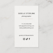 Carte De Visite Minimal Modern Typography Photography (Dos)