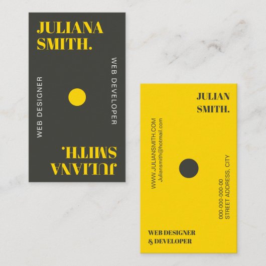 Carte de visite minimal moderne noir & or (Devant / Derrière)