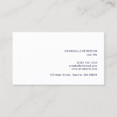 Carte De Visite Minimal moderne Professionnel Bleu Blanc Simple (Dos)
