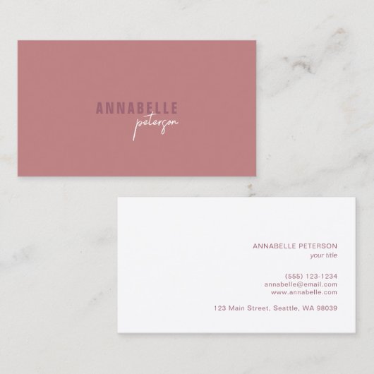 Carte De Visite Minimal moderne professionnel Dusty Rose simple (Devant / Derrière)