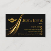 Carte De Visite Minimal moderne professionnel QR Code pilote Or (Devant)