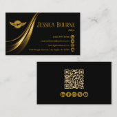 Carte De Visite Minimal moderne professionnel QR Code pilote Or (Devant / Derrière)