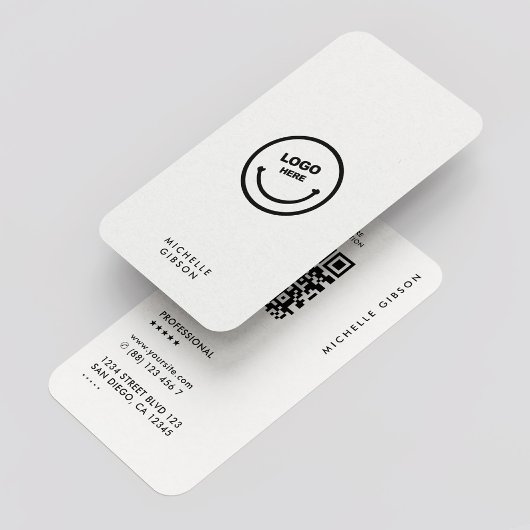 Carte De Visite Minimal moderne simple logo professionnel blanc QR