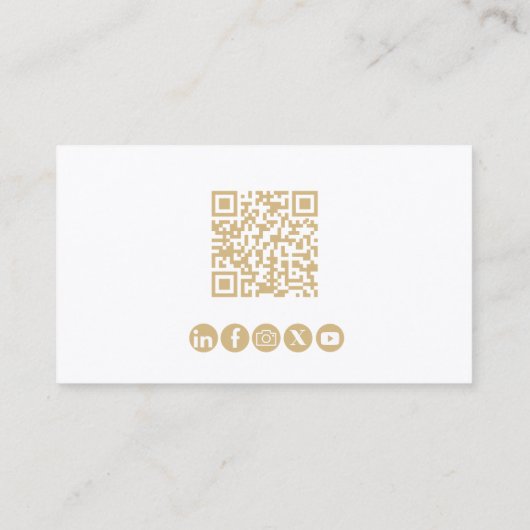 Carte De Visite Minimal moderne tendance professionnel QR Code Or (Dos)