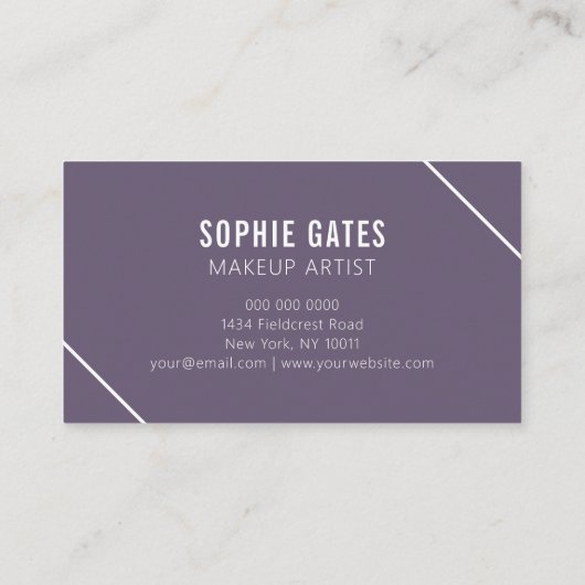Carte De Visite Minimal moderne violet blanc Simple élégant élégan (Dos)