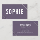 Carte De Visite Minimal moderne violet blanc Simple élégant élégan (Devant / Derrière)