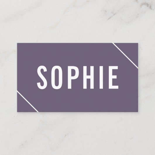 Carte De Visite Minimal moderne violet blanc Simple élégant élégan (Devant)