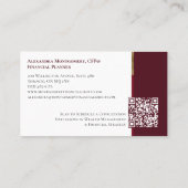 Carte De Visite Minimal Monogram Financial Professional Photo Lux (Dos)