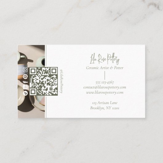 Carte De Visite Minimal Monogram Hand Made Pottery Photo Collage (Dos)