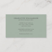 Carte De Visite Minimal Monogramme Initiale Vert Sauge Élégant Scr (Dos)