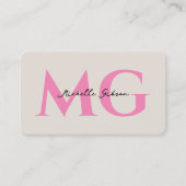 Carte De Visite Minimal Monogramme Rose Sable Initiales Beauté (Devant)