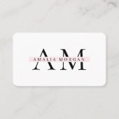 Carte De Visite Minimal Pastel rose initial et personnalisé (Devant)