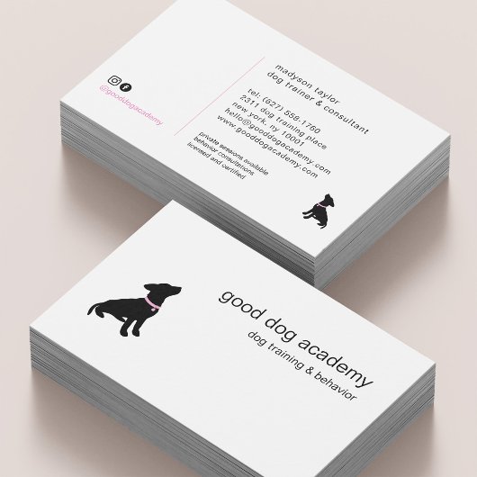 Carte De Visite Minimal Pet Silhouette Dog Training