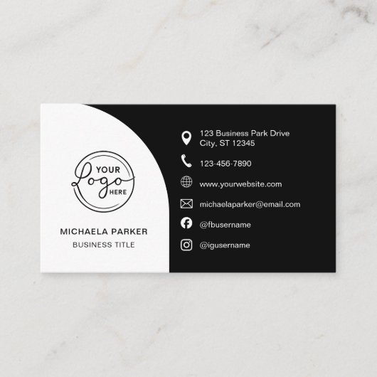 Carte De Visite Minimal Professional Custom Logo QR Code Black (Devant)