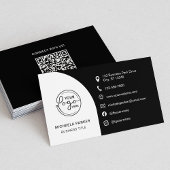 Carte De Visite Minimal Professional Custom Logo QR Code Black