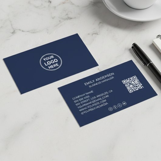 Carte De Visite Minimal Professional Custom Logo QR Social Media