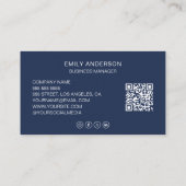 Carte De Visite Minimal Professional Custom Logo QR Social Media (Dos)