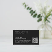 Carte De Visite Minimal Professional QR Code Black (Debout devant)